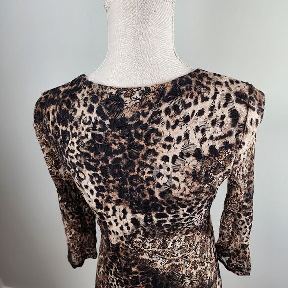 Chicos Women’s Animal Print Long Sleeve V Neck Wrap Blouse Top Size 0 Small - Picture 6 of 8